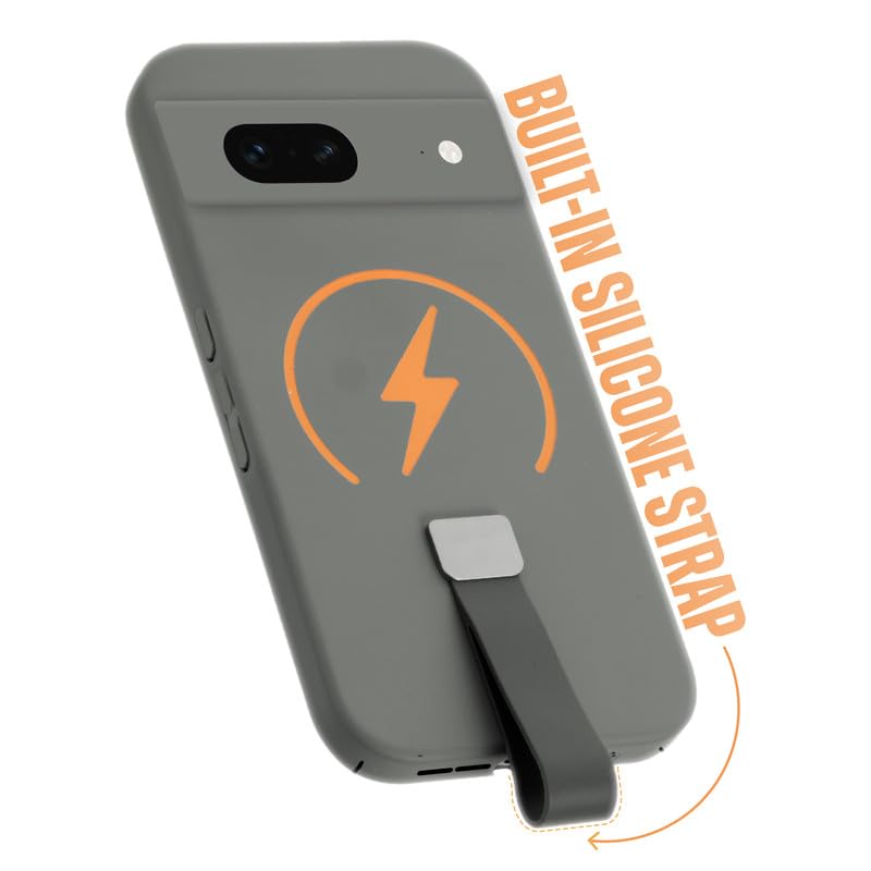 Image of Mr. Case Back Cover for Google Pixel 7 Compact and Stylish Silicon Finish Hard Back | Integrated Grip Strap | Wireless Charging Support - Grey
