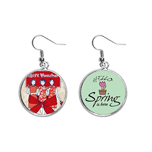 Pendientes de primavera de la cultura china tipo colgante decorativo rojo mujer elegantes