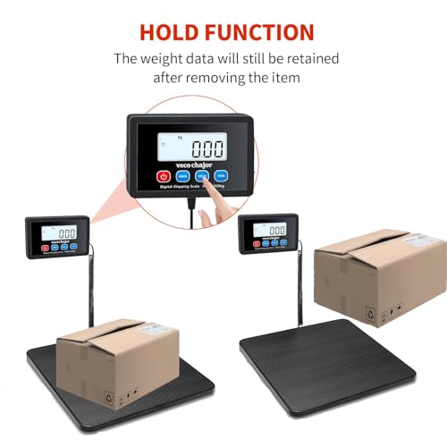 Briefwaage 400lb,10g genau Postwaage, Digitale Postwaage mit Hold/Auto-Off/Tara-Funktion, Versandwaage für Pakete/Kleingewerbe/Gepäck/Büro, Hochleistungswaage mit Batterien & Netzteil