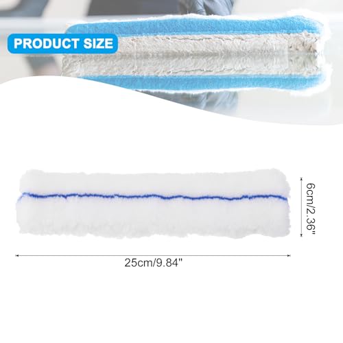 Image of MECCANIXITY Microfiber Scrubber Replacement Head 9.84 Inch for Window Glass Marble Wall Home Bathroom, Blue /White
