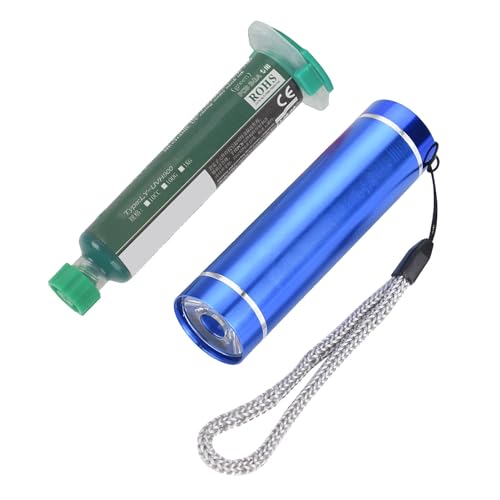 Klanata PCB Circuit Board Solder Mask Repair Kit, Flashlight & Green Oil for Computer & Mobile Phone PCB Layer Peeling & Local Damage