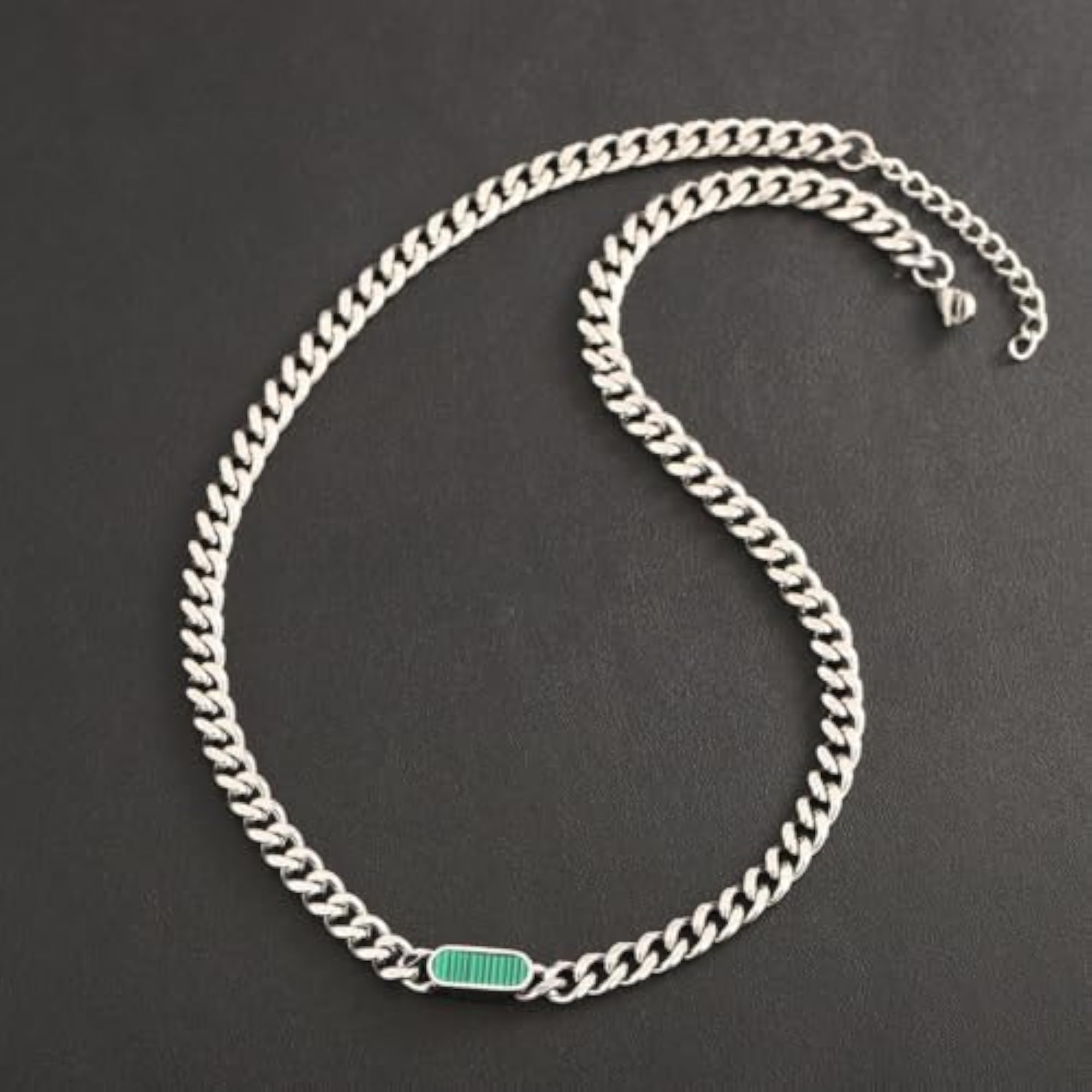 Men's Titan ID Cuban Chain Necklace in Green, Stylish Gift