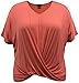 LEEBE Women's V-Neck Twist Front Top (1X - 5X) (1X, Coral)