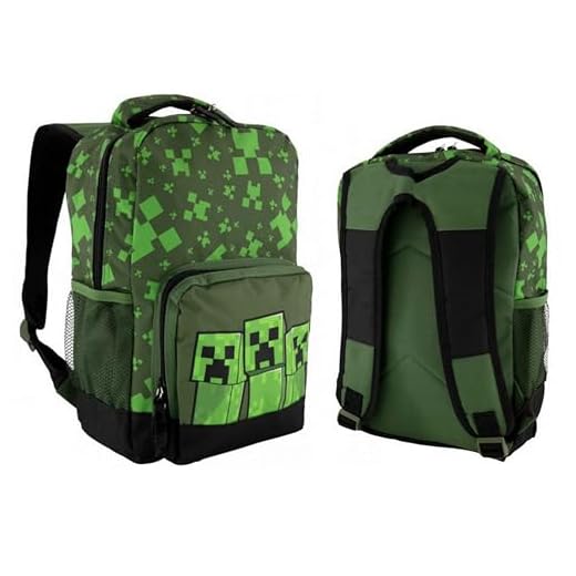 MINECRAFT Mochila escolar primaria, mochila escolar, accesorio original verde, Verde