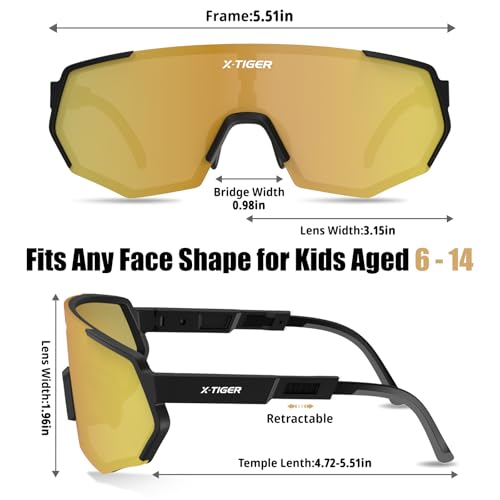 Image of X-TIGER Polarized Youth Baseball Sunglasses UV400 Kids Sunglasses Boys Girls 8-12 Youth for Softball Cycling Sports Glasses