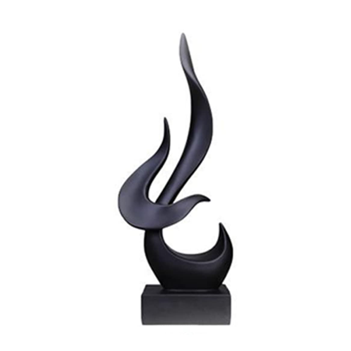 Takingup Resin Figurine, Modern Abstract Flame Shaped Statue, Minimalist Tabletop Sculpture, Black