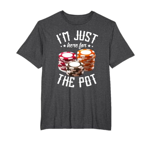 I'm just here for the Pot for Poker Player Casino Poker T-Shirt, Men's Big and Tall, Dark Heather Grey, 5X Tall