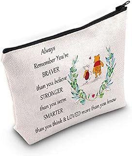 LEVLO Friendship Cosmetic Make up Bag Friend Gift Friendship You Are Braver Stronger Smarter Than You Think Makeup Zipper Pouch Bag For Women Girls, Winnie Bag, Cosmetic Bag