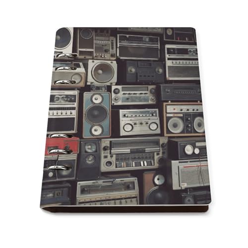 Classeur à anneaux A5 en cuir PU de qualité supérieure style radio vintage pour journal