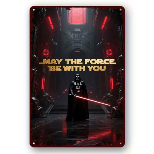 Image of peiyeety Tin Sign May the Force Be with You Metal Signs Printed Home Decor Wall Art Kitchen Bedroom Office Plaque Signs 8x12 Inch