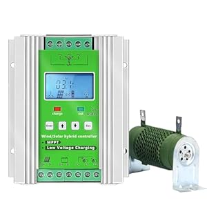 SAIYERUS Controlador de Carga Híbrido Eólico-Solar MPPT Fuera de La Red de 14000W, 12V/24V/48V Controlador de Carga de Turbina Eólica de 6000W y Panel Solar de 8000W con Carga de Descarga,DC 24V/48V