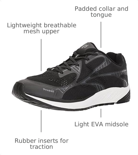 Image of Propet Mens One Lt Lace Up Sneakers Shoes Casual - Black
