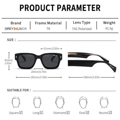 Image of grey jack 100% UV Protection Shades Retro Polarized Sunglasses for Men Women Branded Stylish Design Glasses 3316
