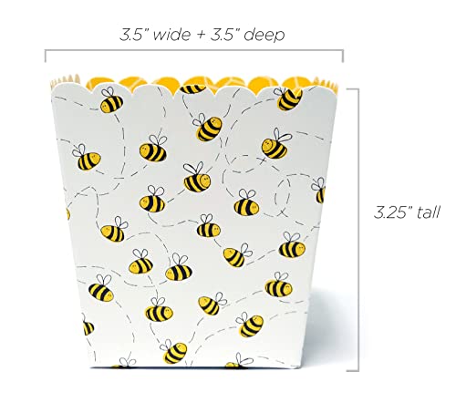 Honey Bee Party Favor Snack Boxes For Gender Reveal, Birthday Parties, Bridal Showers, Baby Showers, Or Backyard Summer Gatherings. Set Of 12 Reversible Honey Bee Scalloped Popcorn Boxes #TOP2