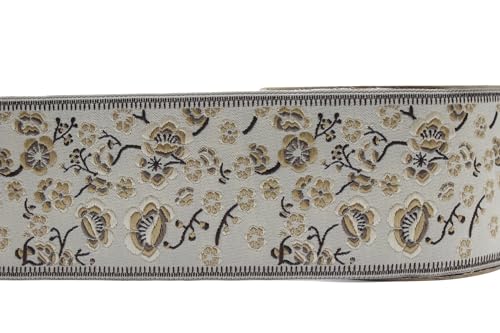 Ruban jacquard brodé floral marron pour rideaux et draperies - 5