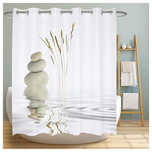 Spa Fabric Shower Curtain Rock Scenic Ringless Shower Curtain Zen Bamboo Shower Curtain Heavy Weighted Bathroom Curtains Waterproof Polyester Fabric Bathroom Art Decor Set 72x72 Inches