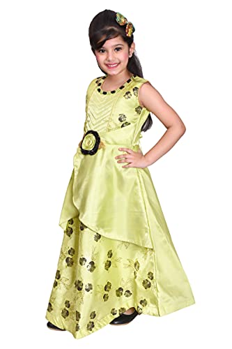 Image of Sky Heights Girl's Silk Blend Fit and Flare Maxi Wedding Dress