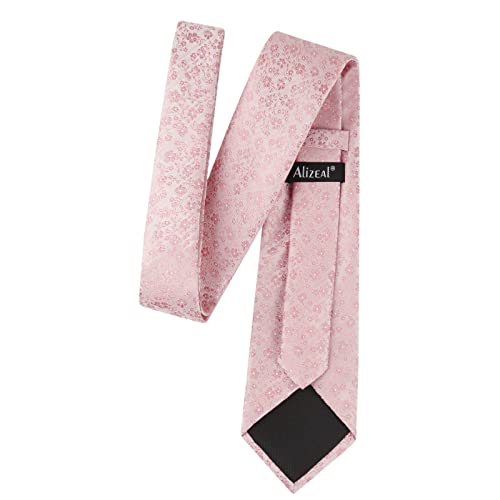 Image of Alizeal Mens 3.15inches Exquisite Floral Tie with Small Flower Printed Pocket Square