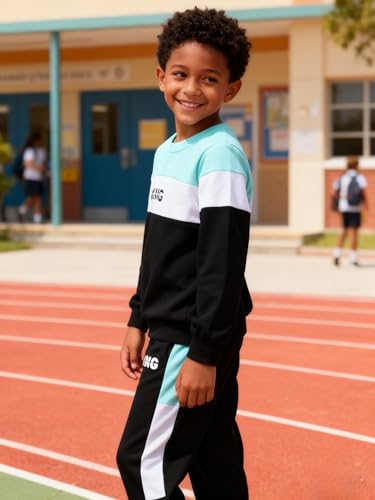 Image of Boy Clothes Plant Camouflage Pants LA Letter Print Top Sweatsuit Fall Boys Outfits Set