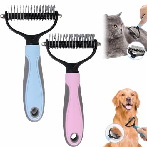 Licklo Glide and Shed Rake Glide and Shed Rake for Dogs Deshedding Grooming Comb Fur Brush Double Sided Shedding Brush with 17 Teeth