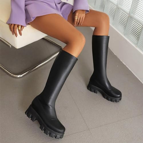 Botas altas de caballero con suela gruesa para mujer 6