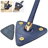 Fregona de Limpieza Triangular, Mopas de Limpieza Suelos, 360 Grados Fregona Giratoria, Mocho Fregona Microfibra, Palo Fregona Extensible para Suelo, Pared, Ventana con 2 Cabeza de Fregona Recambio