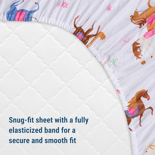 Wildkin Kids 100% Microfiber Crib Sheet – Soft, Breathable Fitted Sheet - Horses - Thumbnail 6