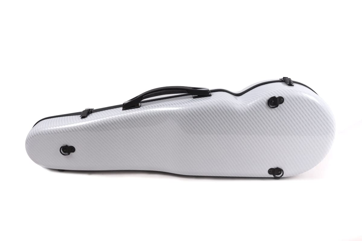 WUQIMUSC - Estuche para violín de fibra de vidrio duradero de 4/4 de tamaño completo, con forma triangular, ligero, fuerte, con higrómetro integrado