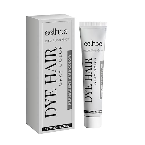 Clawrex Tinte de pelo gris para Halloween, crema temporal de color plateado, cera para el cabello para mujeres y hombres, fácil de lavar y segura, cera para el cabello para fiestas de Halloween (gris)