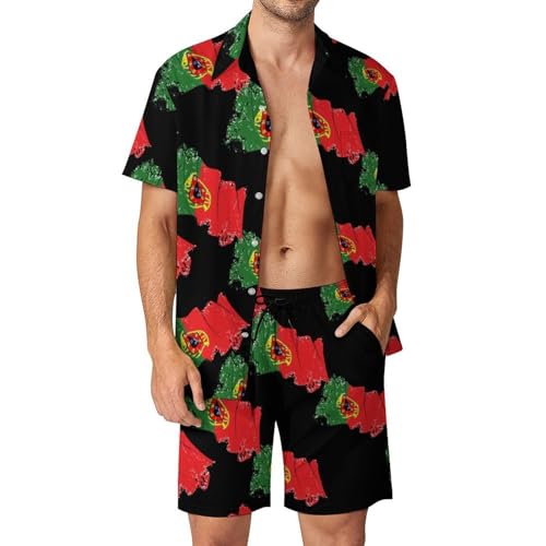 Camisa con botones y pantalones cortos de hombre para evitar el calor con diseño vintage Portugal