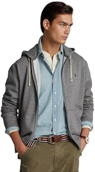 Polo Ralph Lauren Erkek Polar Zip Hoodie, Ralph Lauren Kül Grisi