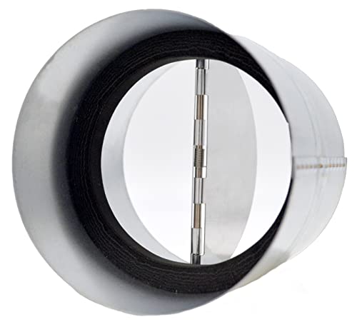H&C VENT Válvula de retorno de flujo de retorno 100 mm diámetro para ventilación tubo de acero galvanizado, pieza de conexión HVAC con retorno de resorte, autoaccionamiento de solapa para regulación Cover
