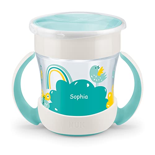 NUK Mini Magic Cup Trinklernbecher mit persönlicher Gravur, 360°-Trinkrand, 160ml, auslaufsicher, 6+ Monate, türkis