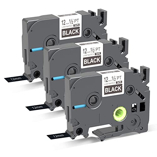 Madhurlabels Weiß auf Schwarz Schriftband Kompatible mit Brother P-Touch TZe-335 TZ-335 12mm für Brother PT-1010,PT-1080,P-Touch D400,P-Touch H105,3er-Pack Cover