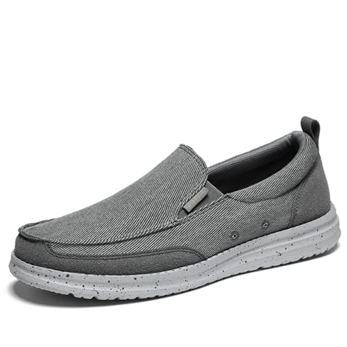 Mens Canvas Slip On Loafers Lightweight Comfy Business Driving Boat Shoes Casual Outdoor Breathable Non-Slip Flat Walking Shoes