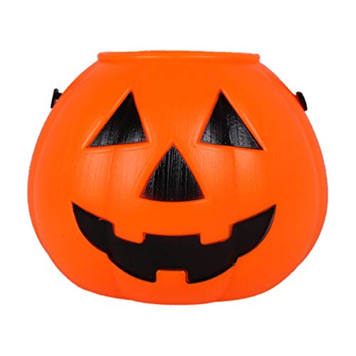 VALICLUD Halloween Pumpkin Candy Bucket Halloween Bucket Orange Candy Bag Trick or Treat Pumpkin Candy Bucket for Kids 5.5 x 7.0inch