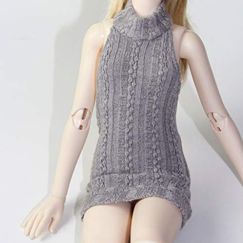 Robe pull dos nu 1/4 en tricot gris de haute précision