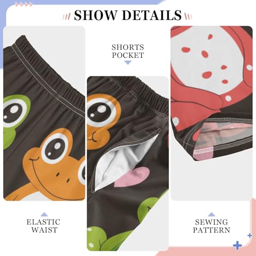 Colorful Frog Love Heart Boys Long Pants Soft Trousers Elastic Waist Kids Lounge Bottoms with Pockets S-XL4