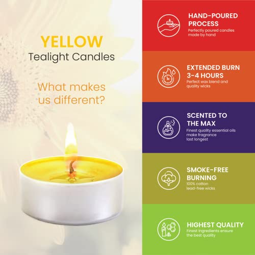 Yellow Candles Tea Lights - 30 Pack - Tea Lights With 3-4 Hour Burn Time - Tea Candles -Tealight Candles For Holiday, Wedding And Home #TOP3