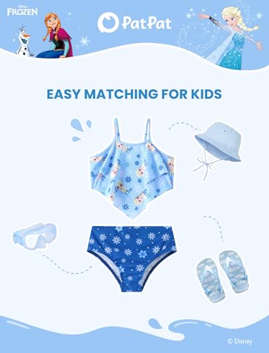 Image of Disney Frozen Elsa Stitch Moana Toddler Girls Two Pieces Ruffle Strap Bikini Top and Bottom Set Beach Swimsuit