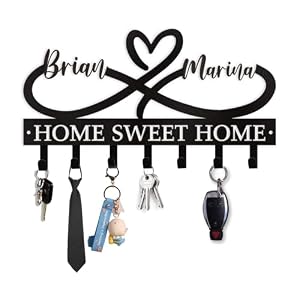 Dyoart Personalized Couple’s Name Key Rack, Wall Mounted Metal Key Holder for Housewarming Gifts,ignent Bedding