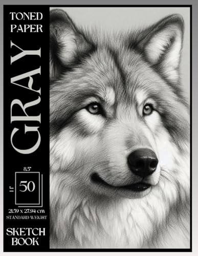 Sketchbook Gray Toned Paper: Premium Wolf Aesthetic Sketch Book Drawing Pad for Mixed Media Sketching Artist Grey Scale Sketchpad 50 Sheets 8.5 x 11" ... Ink Gel Pens Art Supplies Kids Teens Adults image 2