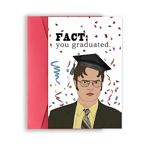 BENNLOOS Funny Graduation Card Gift for Him Her, Hilarious Dwight Office Graduation Card, The Office Fact: You Graduated Card, Congrats Graduation Card Cover