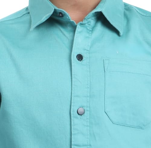 Image of Red Nine Rocket Science Boys' Solid Satin-Finish Poly Cotton Shirt | Single Pocket, Spread Collar, Long Sleeve, Casual