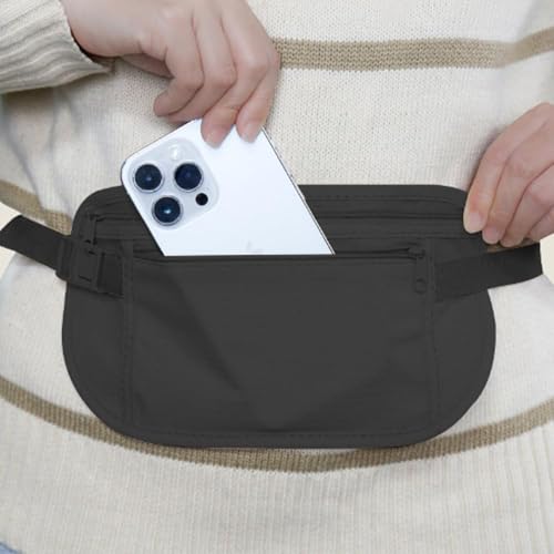 Image of Travel Wallet: Money Belt, Concealed Pouch-Hidden Pouch Under Clothes - RFID Security Feature - Travel Fanny Pack for Men /Women- (2Pcs, Black and Khaki)