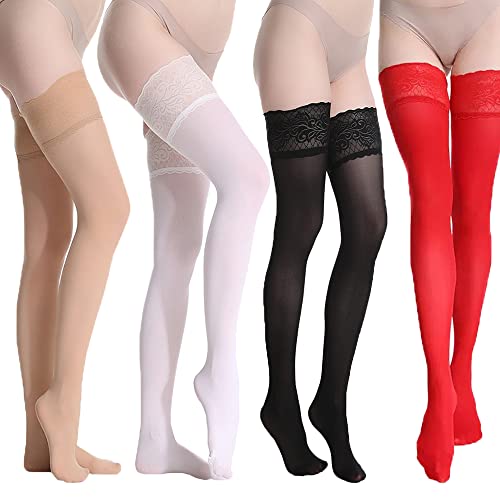 El Mejor Listado de Medias para Mujer disponible en línea. 41 Medias para Mujer 4 Pares, Medias Altas para Mujer, Medias Altas en el Muslo, Medias de Nylon, Medias Altas Rejilla de Encaje Medias para Mujer, Moda Sexy Medias de Encaje...
