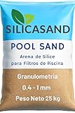 Genérico SilicaSand - Arena de Sílice para Filtros de Piscinas | Sacos Arena 25 kg para Filtros de Piscina | Granulometría 0,4-1 mm | 1 Saco de 25 kg de máxima pureza