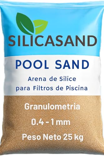 Genérico SilicaSand - Arena de Sílice para Filtros de Piscinas | Sacos Arena 25 kg para Filtros de Piscina | Granulometría 0,4-1 mm | 1 Saco de 25 kg de máxima pureza