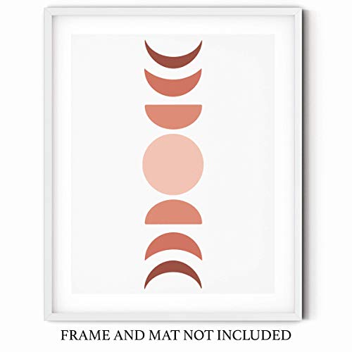 Copper Hued Earth Tones Abstract Moon Phases Wall Art | 11X14 Unframed Blush, Pink, Rose, Wine Colored Print | Lovely Artwork For Bedroom Or Gallery Wall #TOP2