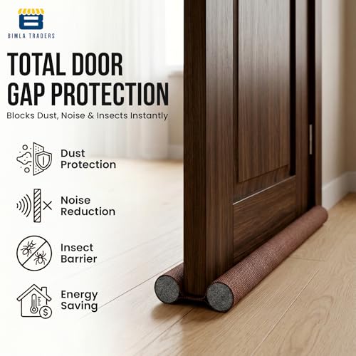 Image of Door Draft Stopper PVC Size 42Inch | Under Door Dust & Noise Blocker | Cold & Heat Insulation Strip | Door Gap Sealer for Home Doors & Windows | Easy Install | Brown | Pack of 4